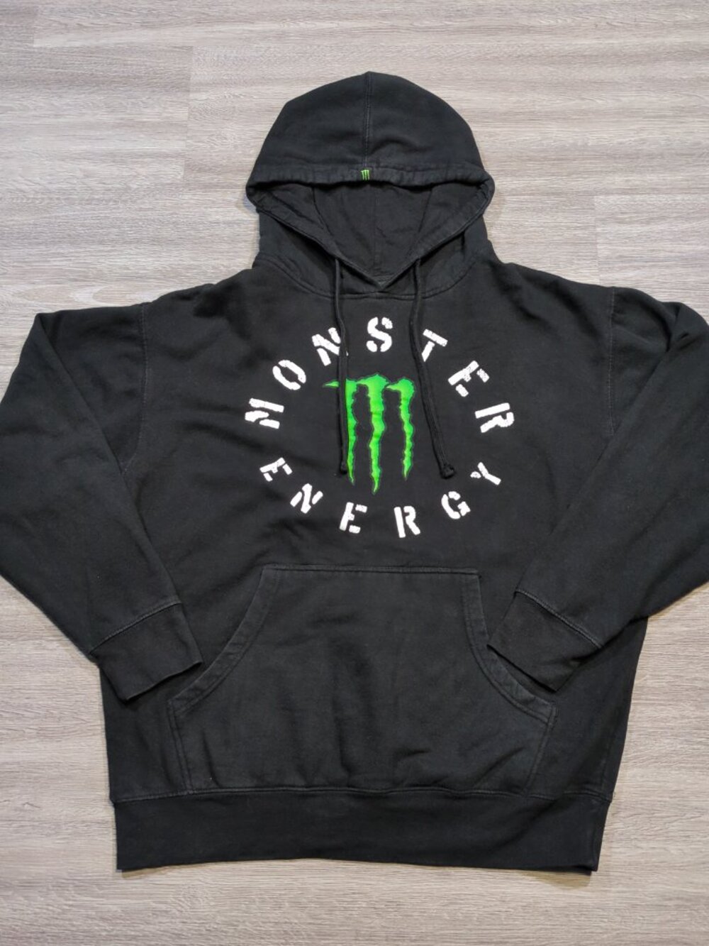 Monster Energy Graphic Pullover Hoodie Men's Large Logo Y2K Vintage Black Green